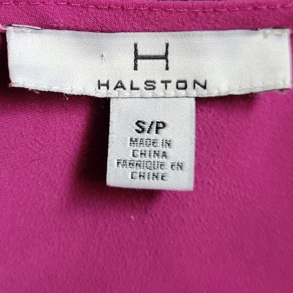 H by HALSTON Magenta Colored Bell Sleeve Tie-Back Blouse  Size SMALL - Picture 2 of 5